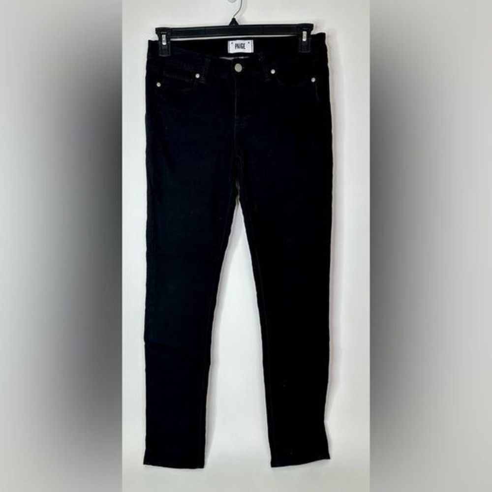 Paige Peg Skinny Jeans Women's 29 Black Denim Stretch Minimalist‎ Classic